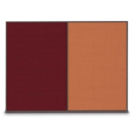 United Visual Products Double Door Radius Plus Corkboard, 60"X UV8004PLUS-SATIN-RUBBER